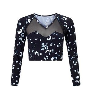 Varley Alpine Crop Long Sleeve Mesh Top in Nightstalker